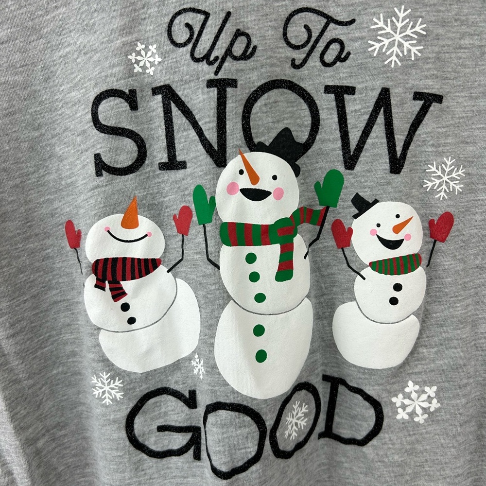 Wound Up | Kids Snowman “Up to Snow good” Graphic Long Sleeve, XL (15-17) - Picture 3 of 4